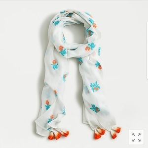 NWOT J.Crew Organic Cotton Scarf Embroidered Fruit